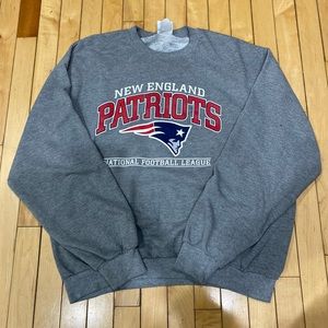 Grey, Men's Large, New England Patriots Crewneck
